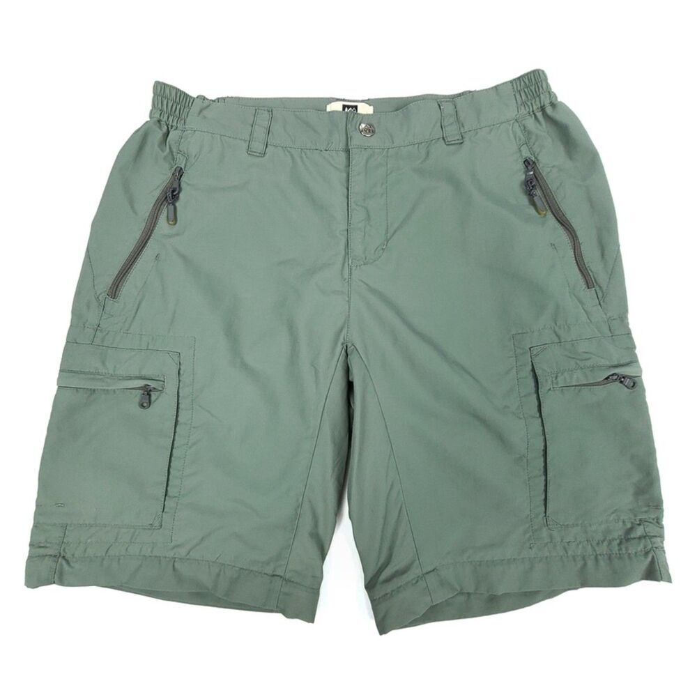 REI Nylon Windbreaker UPF 50 Utility Cargo Shorts Womens 8 Petite Olive Green